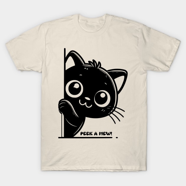 Black Cat Peek A Mew T-Shirt by SOS@ddicted